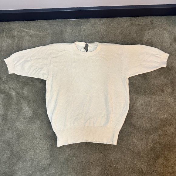 Hermes Cream Knit Sweater with Ribbed Trim